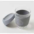 Skleněný hrnek na kávu, M, 340 ml, Neon Kactus, šedý