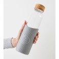 Skleněná láhev s rukávem, 550 ml, Neon Kactus, šedá