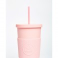 Pohár na pití s brčkem, 625 ml, Kactus, růžový