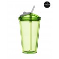 Hrnek s brčkem SAGAFORM Fresh Smoothie Mug, 450ml, zelený
