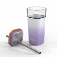 Skleněný pohár s brčkem Liquid Cube 540 ml, Quokka, lilac