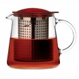 Skleněná konvice na čaj FINUM Tea Control™ 0,8L, červená